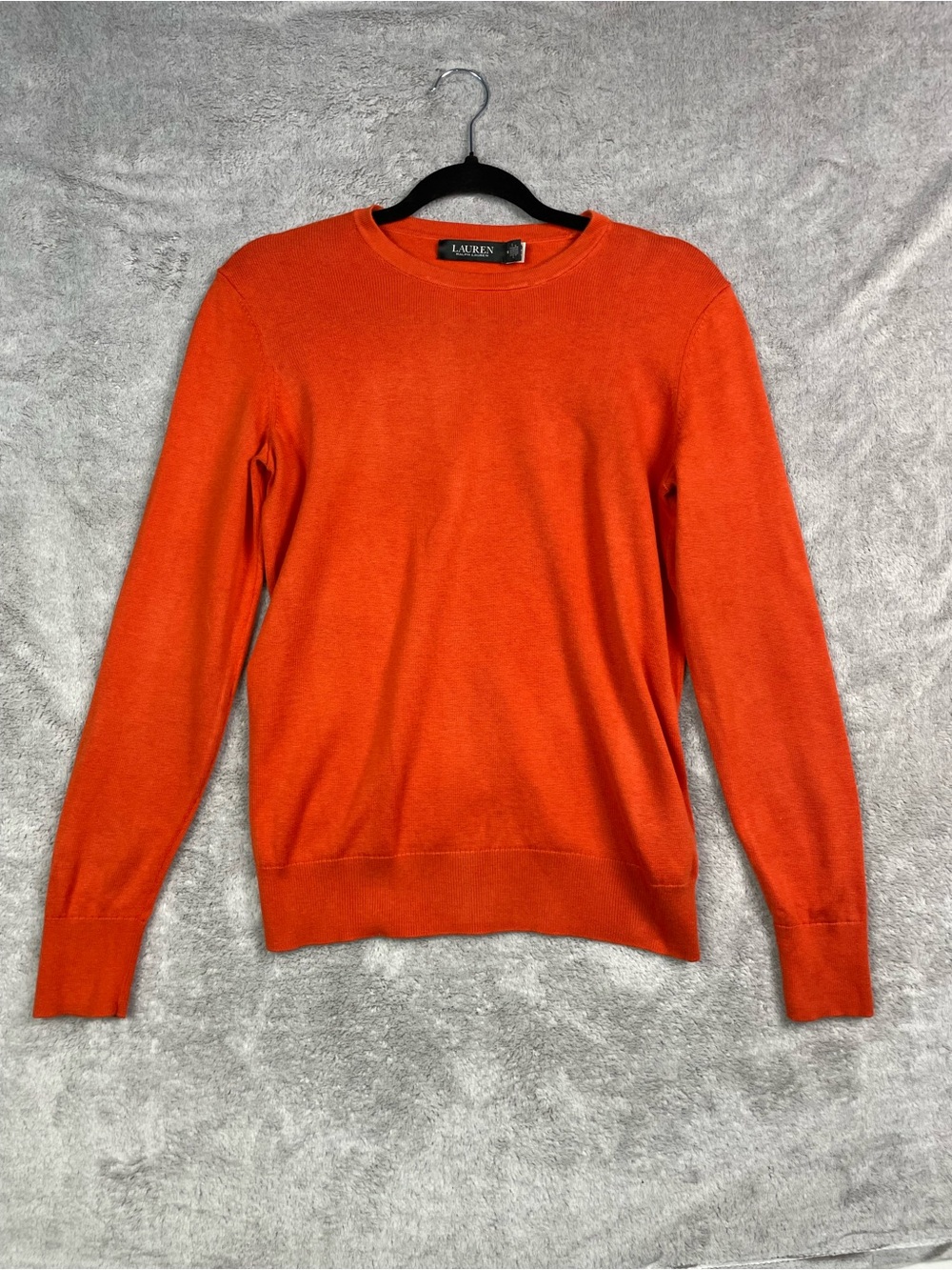 Lauren Ralph Lauren Women's Orange Crewneck Knit Sweater Size M Cotton Modal